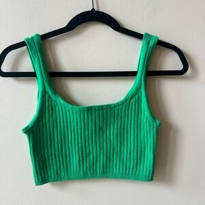 Wilfred Ribbed Green Crop Tank Top